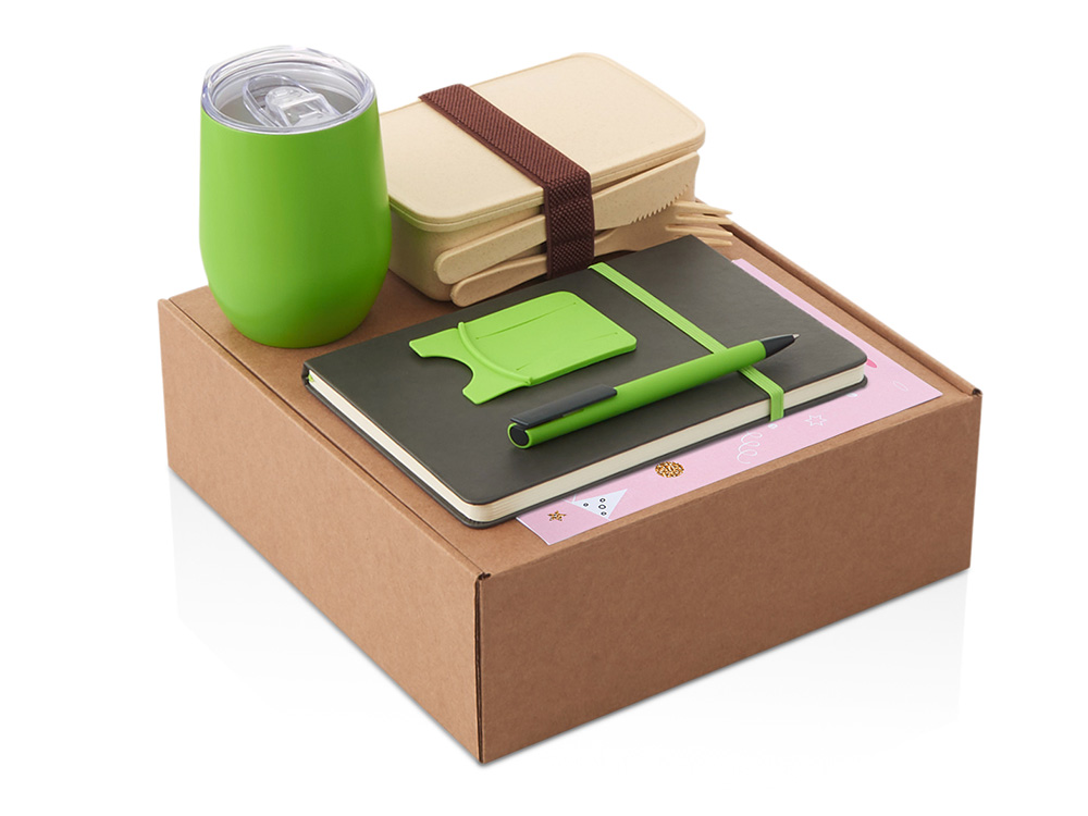 Набор с термокружкой, блокнотом, ручкой и ланчбоксом Refreshment, оранжевый
