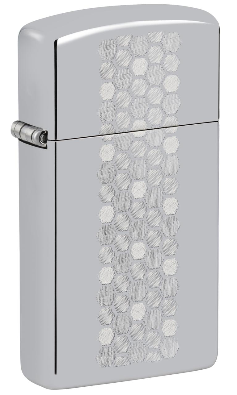 Зажигалка ZIPPO Slim® Honeycomb Design с покрытием High Polish Chrome ,46270