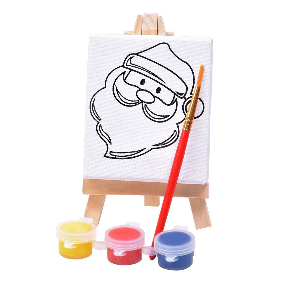 Набор для раскраски Дед Мороз:холст,мольберт,кисть, краски 3шт