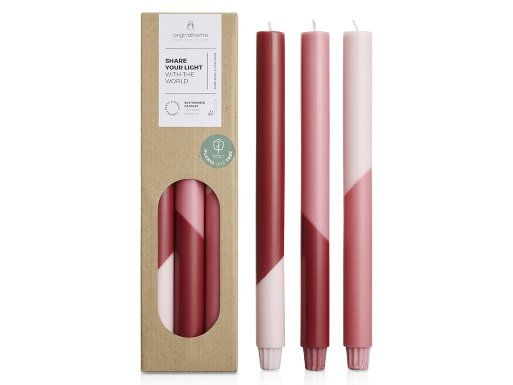 Originalhome Eden диагональные свечи - набор из 3 штук - Зеленый яркий