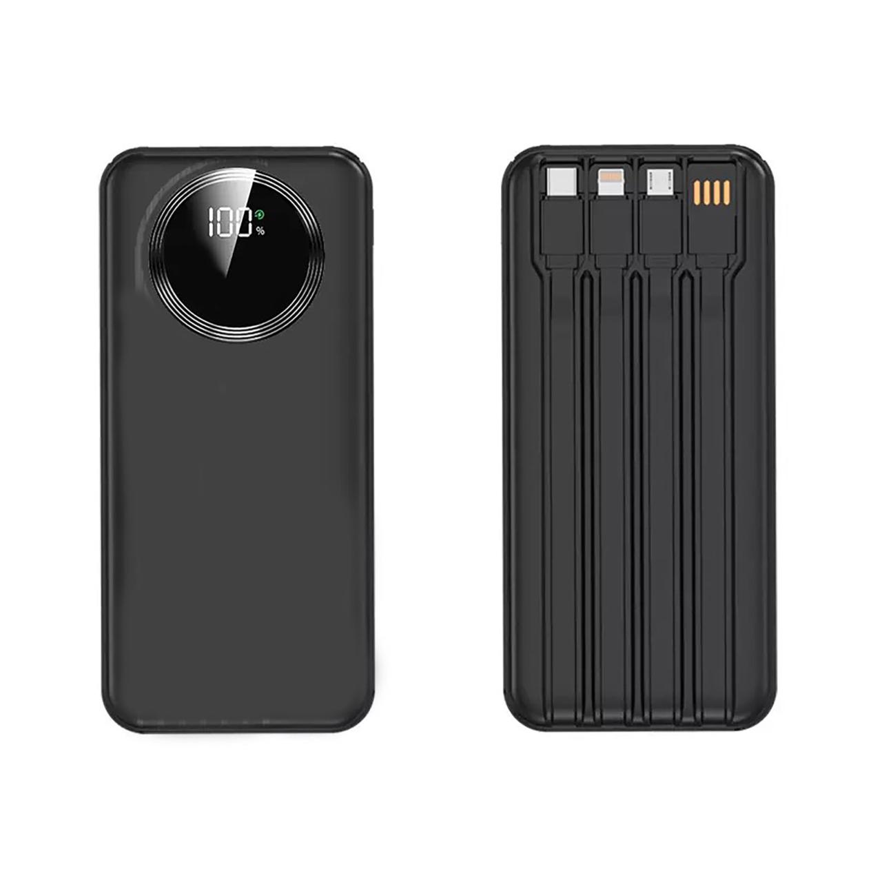 Зарядное устройство Phantom 10000 mAh с 4мя встроенными кабелями и цифровым индикатором заряда