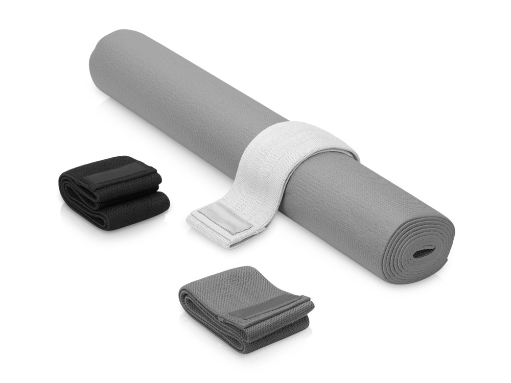 Подарочный набор с ковриком и фитнес резинками Virasana, оливковый