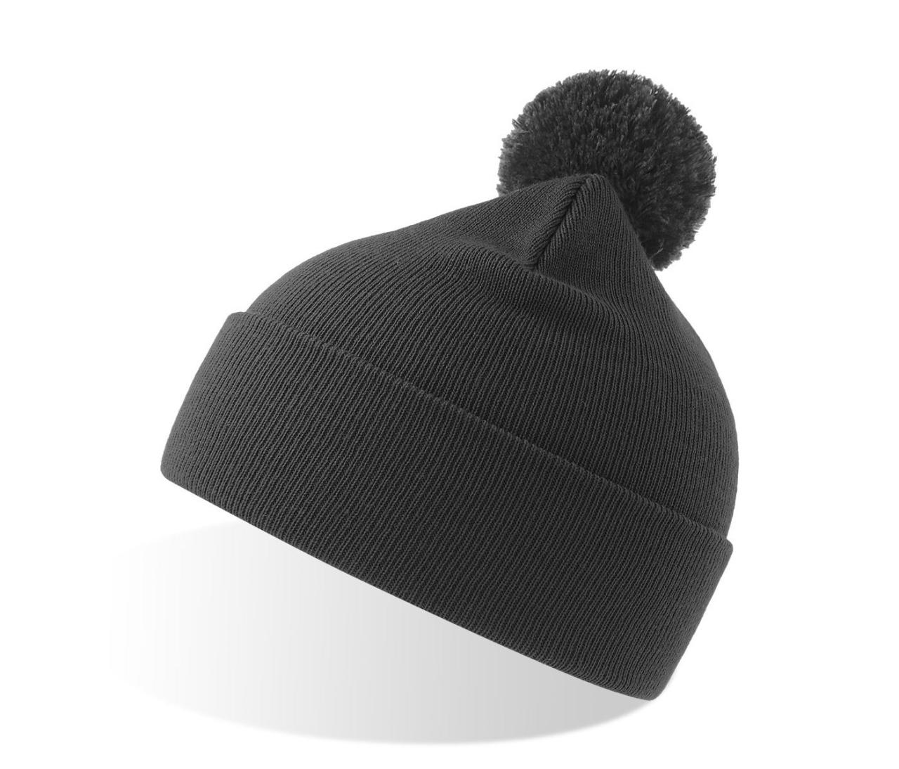 Шапка вязаная двойная Wind-S с помпоном