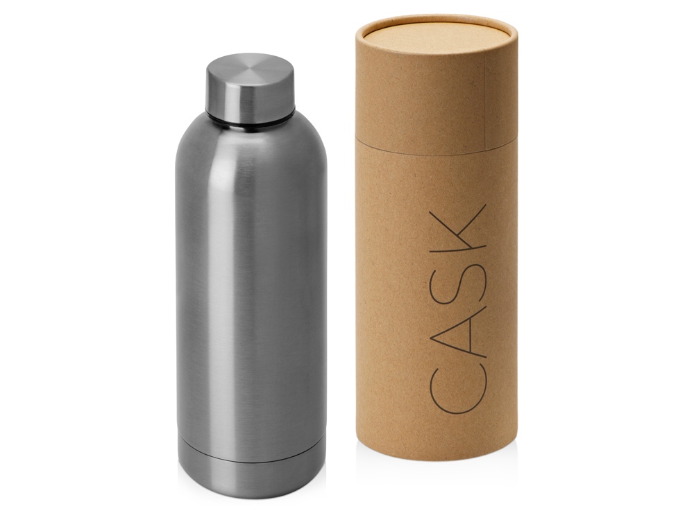 Вакуумная термобутылка Cask Waterline, soft touch, 500 мл, тубус, черный