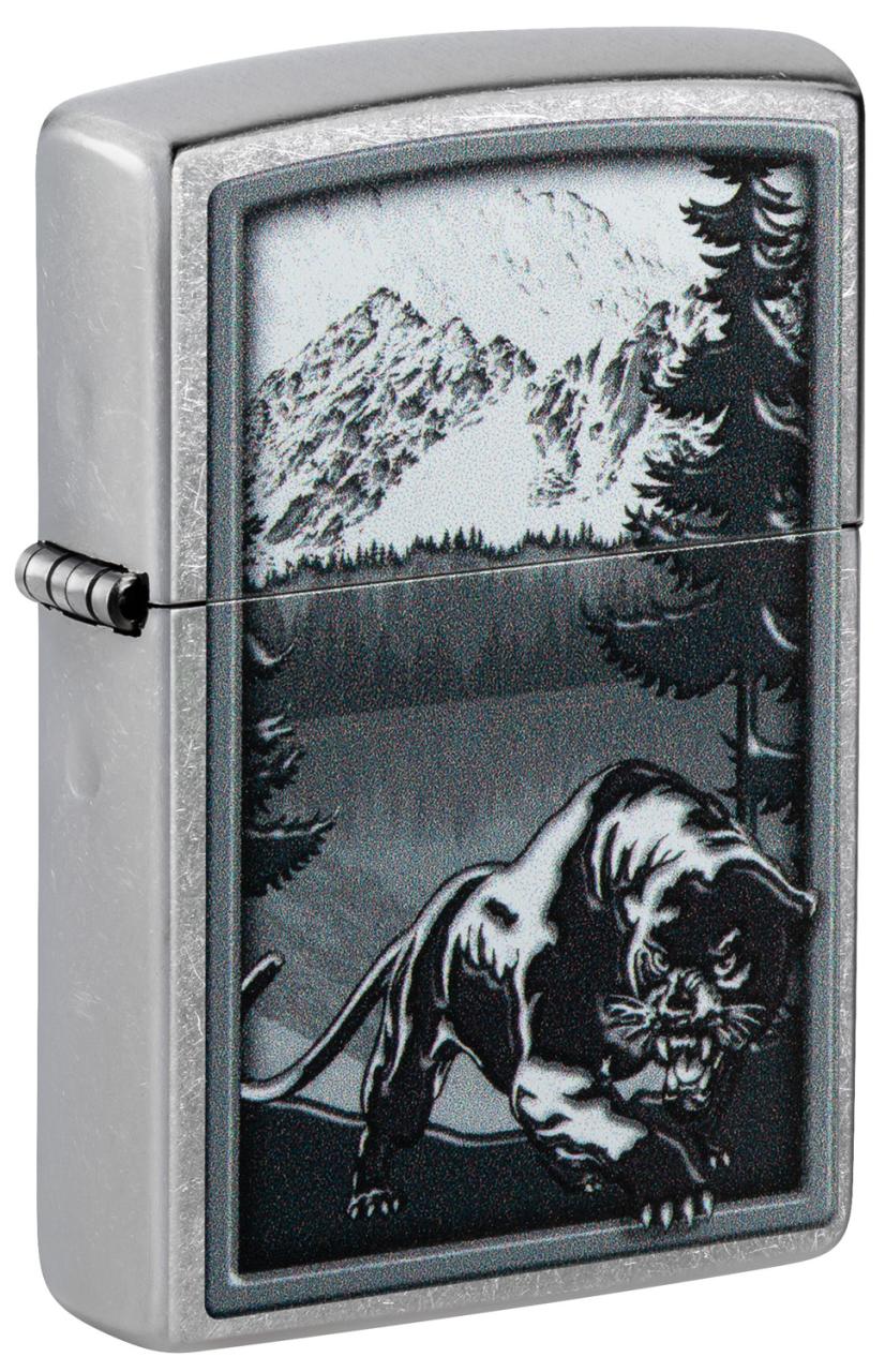 Зажигалка ZIPPO Mountain Lion с покрытием Street Chrome ,48381