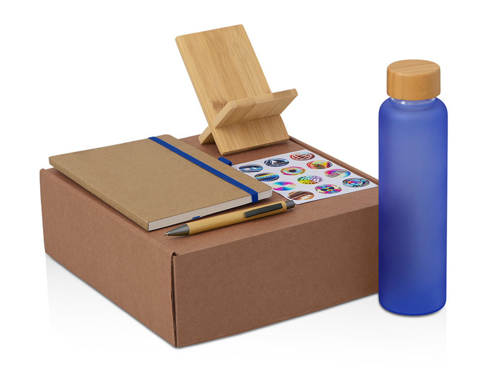 Подарочный набор с бутылкой для воды. блокнотом, ручкой и подставкой для телефона, красный