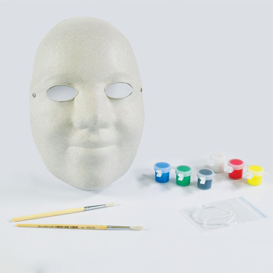 Набор для раскраски МАСКА: маска, кисть, краски 6 шт., резинка
