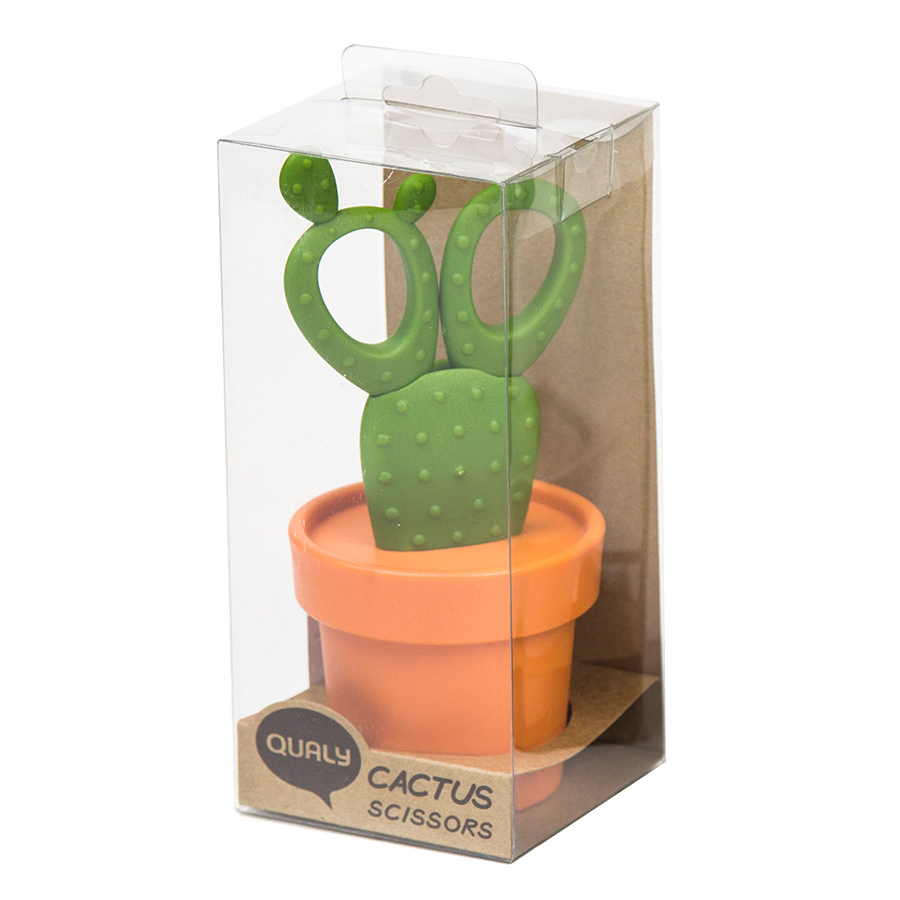 Ножницы cactus с держателем, оранжевые с зеленым