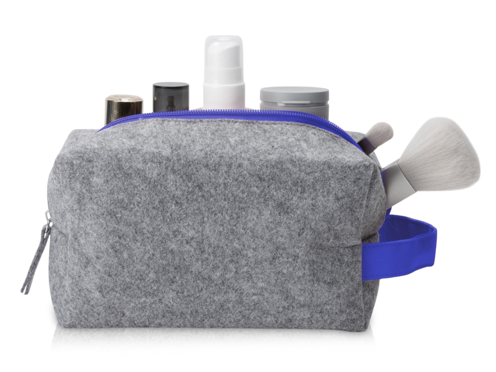 Косметичка из РПЕТ фетра с ручкой Felt, серый с черным