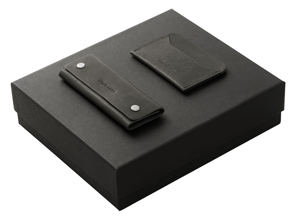 Подарочный набор Long River: картхолдер, ключница (без лого Long River), синяя коробка