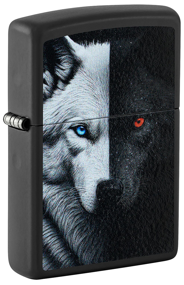 Зажигалка ZIPPO Two Wolves с покрытием Black Matte ,46694