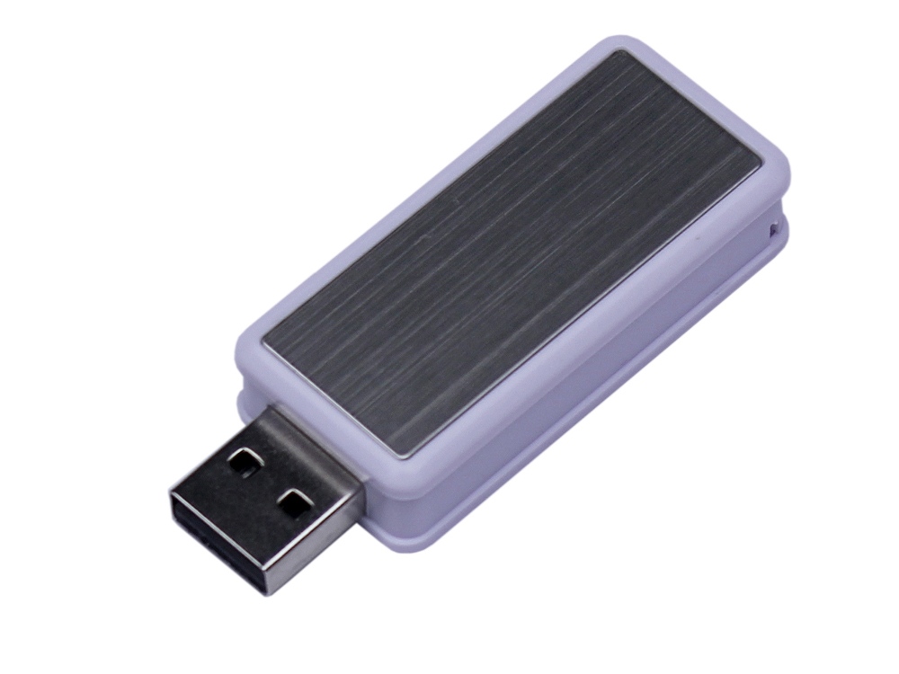 USB-флешка промо на 64 ГБ прямоугольной формы, выдвижной механизм, желтый