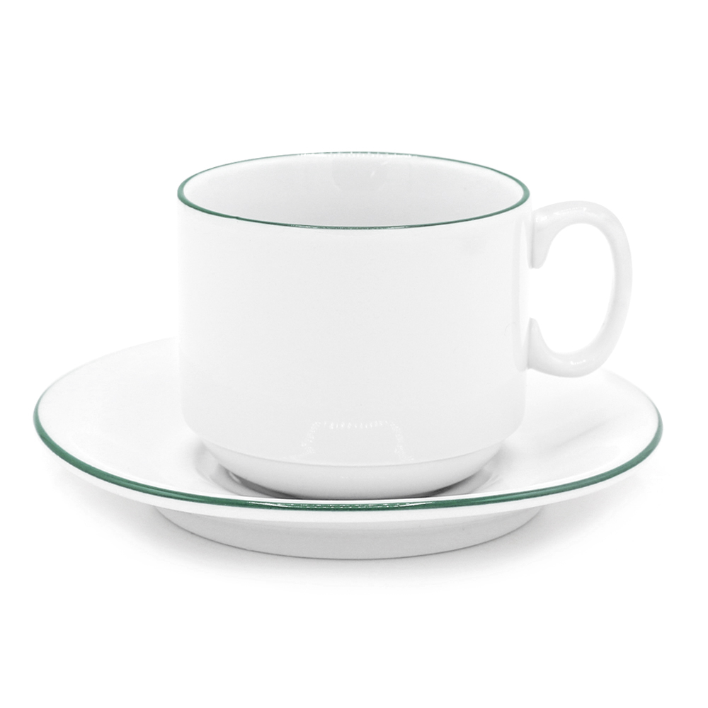 Чайная пара фарфоровая 220см³ экспресс Палитра, зеленый, в коробке