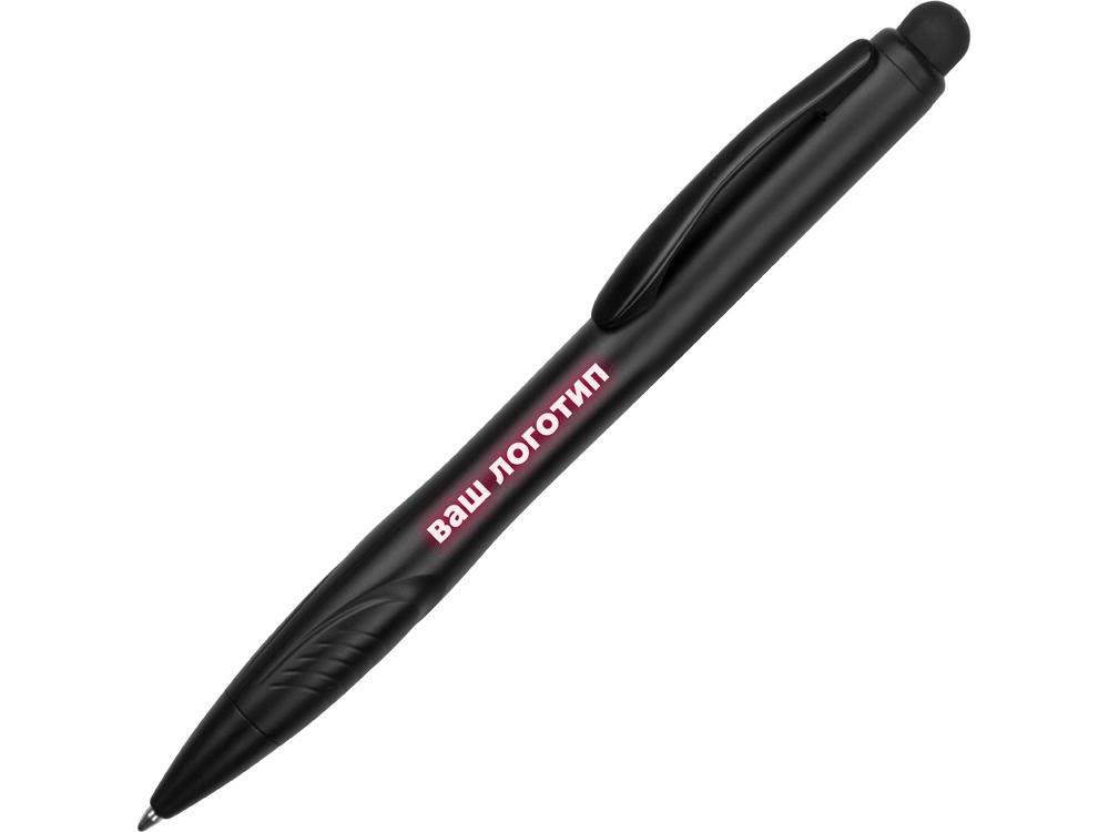 Ручка-стилус шариковая Light, черная с красной подсветкой