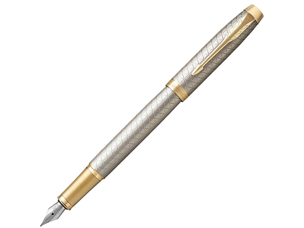 Перьевая ручка Parker IM Premium Warm Silver (grey) GT, перо: F, цвет чернил: blue, в подарочной упаковке.