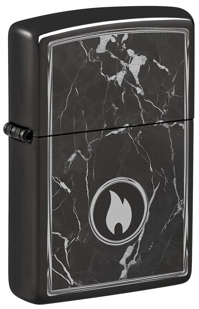 Зажигалка ZIPPO Marble Flame с покрытием High Polish Black ,46571