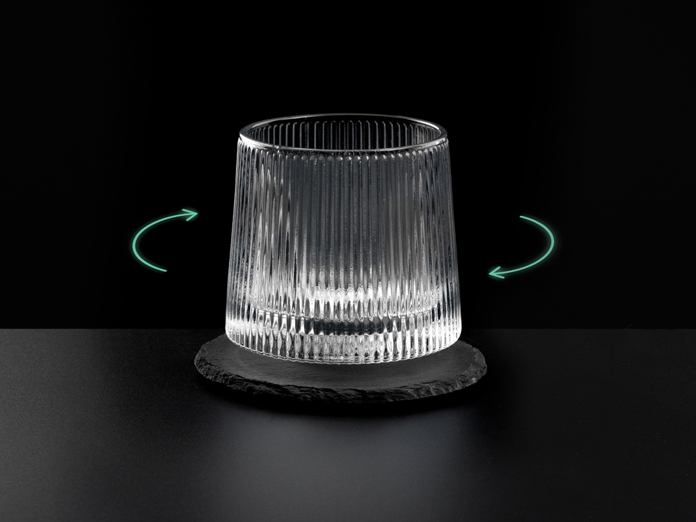 Вращающийся бокал для виски на сланцевом костере Ventura