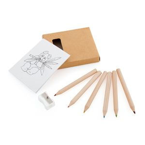 Набор цветных карандашей с раскрасками и точилкой Figgy, 7,4х9х1,5см, дерево, картон, бумага