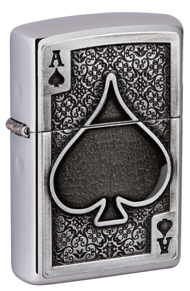 Зажигалка ZIPPO Ace Of Spades с покрытием Brushed Chrome ,49637