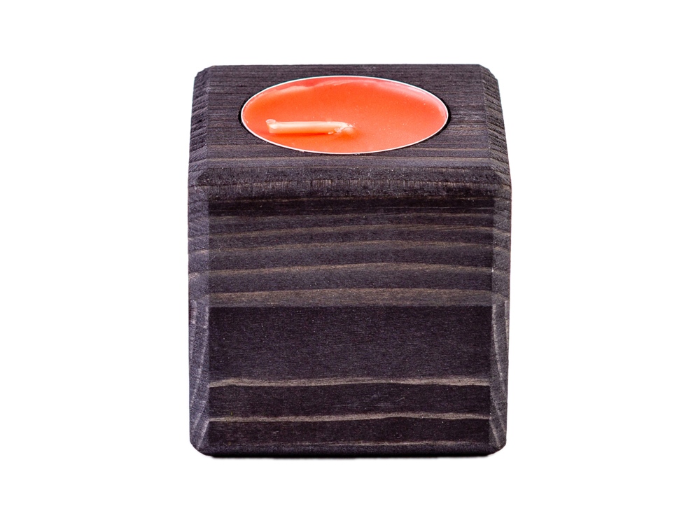 Свеча в декоративном подсвечнике, цв. эбен, аром. роза