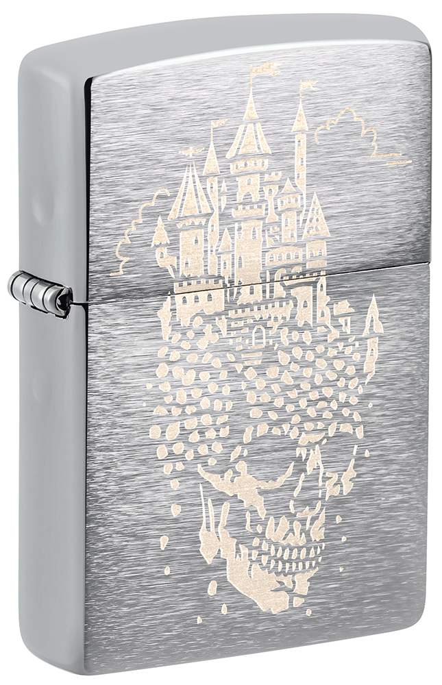 Зажигалка ZIPPO Skull Castle Design с покрытием Brushed Chrome ,46477