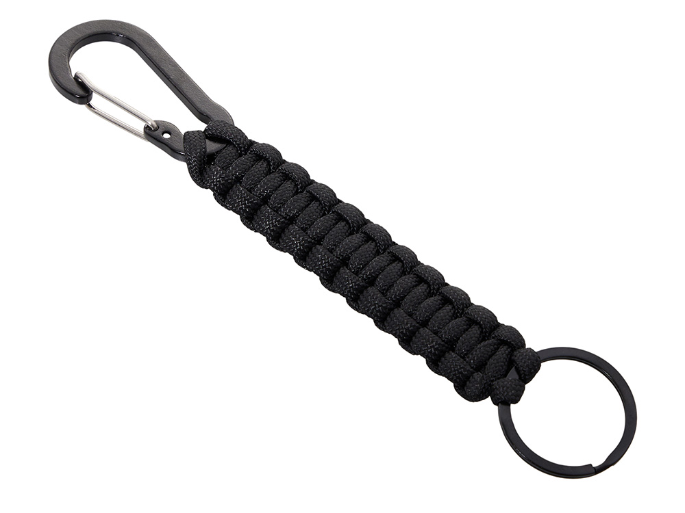 Брелок-веревочка Austere с карабином и кольцом, темно-синий с серебристым