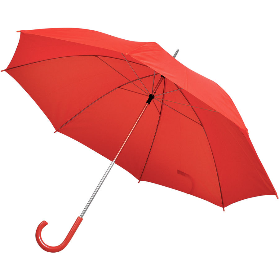 Зонт-трость с пластиковой ручкой, механический; белый; D=103 см; 100% полиэстер