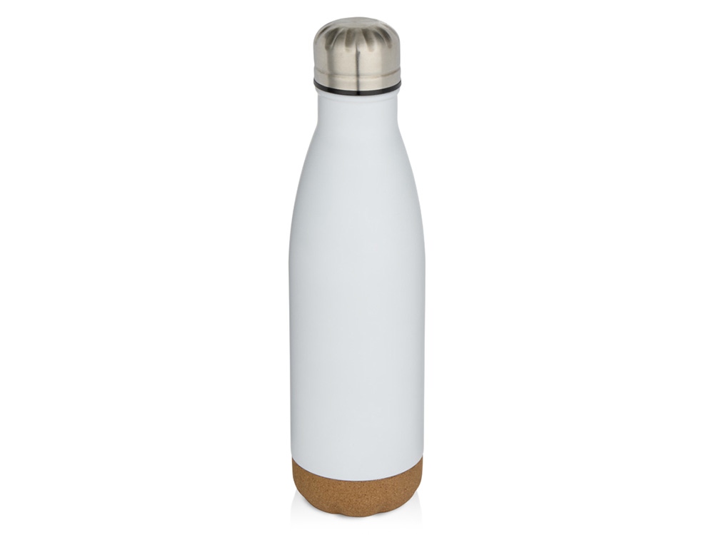 Бутылка для воды Cove из нержавеющей стали с двойными стенками и вакуумной изоляцией, объемом 500 мл, с пробковыми деталями - сплошной черный
