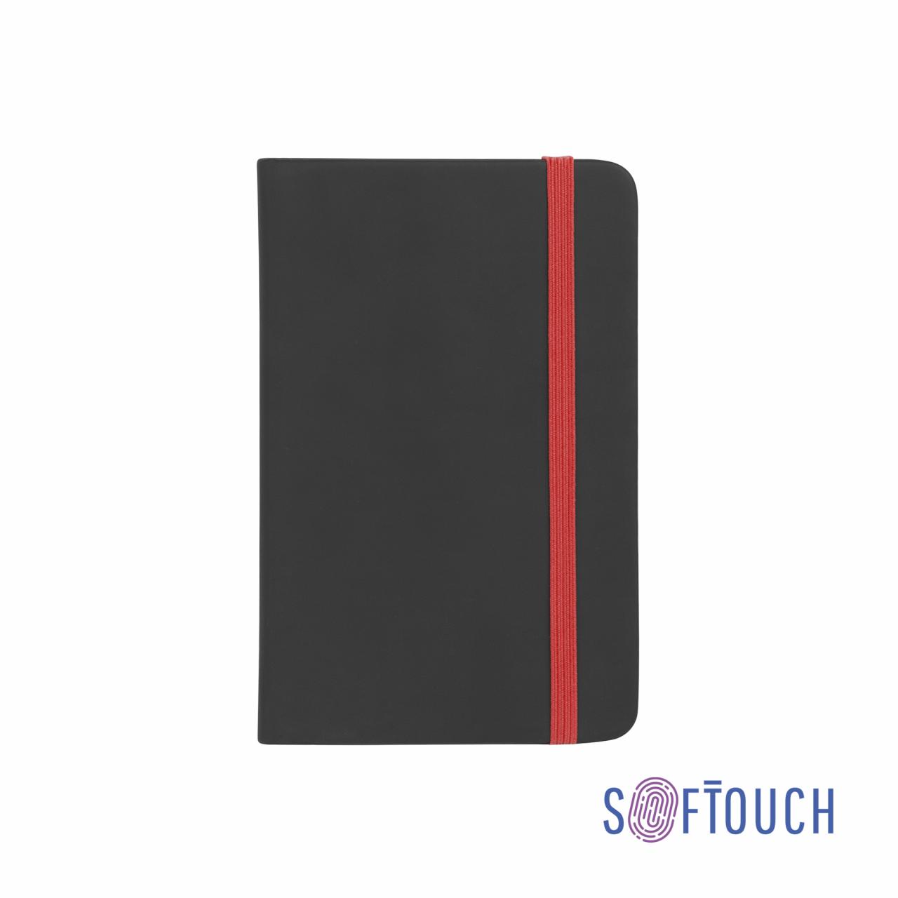 Блокнот Бергамо, покрытие soft touch, формат А6, черный/оранжевый#
