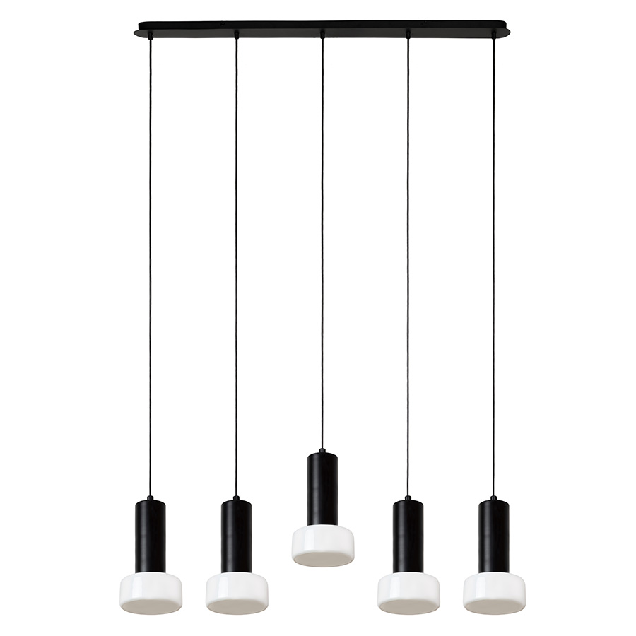 Светильник подвесной каскадный fungus, D15х25 см, 5 плафонов, белый/черный