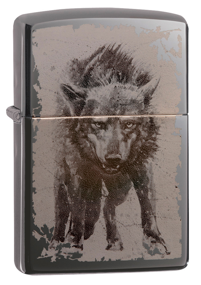 Зажигалка ZIPPO Wolf Design с покрытием Black Ice® ,49073