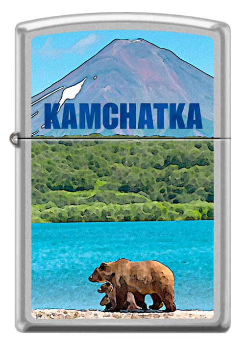 Зажигалка ZIPPO Камчатка с покрытием Satin Chrome™ ,205 KAMCHATKA