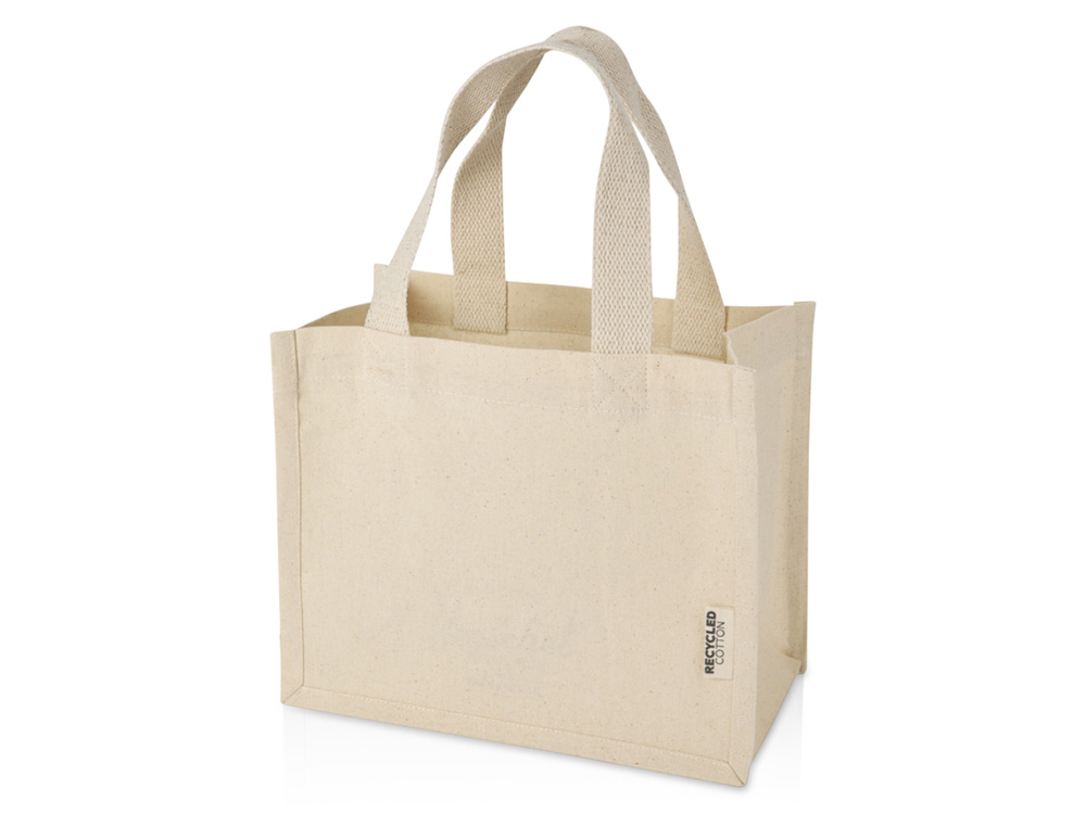 Мини эко-сумка Odessa с клинчиком, изготовленная из переработанного хлопка, сертифицированного согласно GRS, плотностью 220 г/м², объемом 9 л - сплошной черный