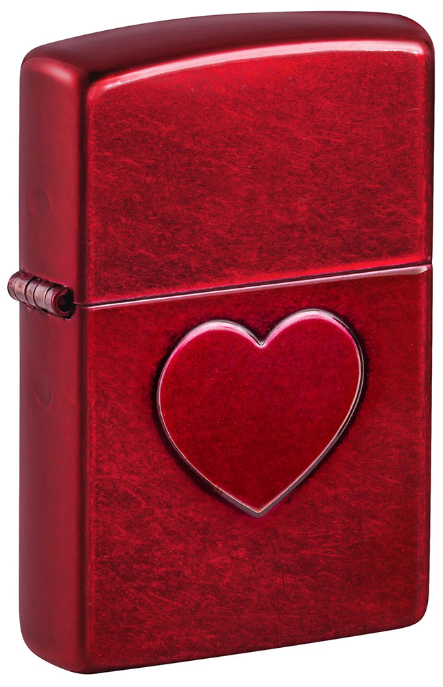Зажигалка ZIPPO Stamped Heart Design с покрытием Candy Apple Red™ ,46588
