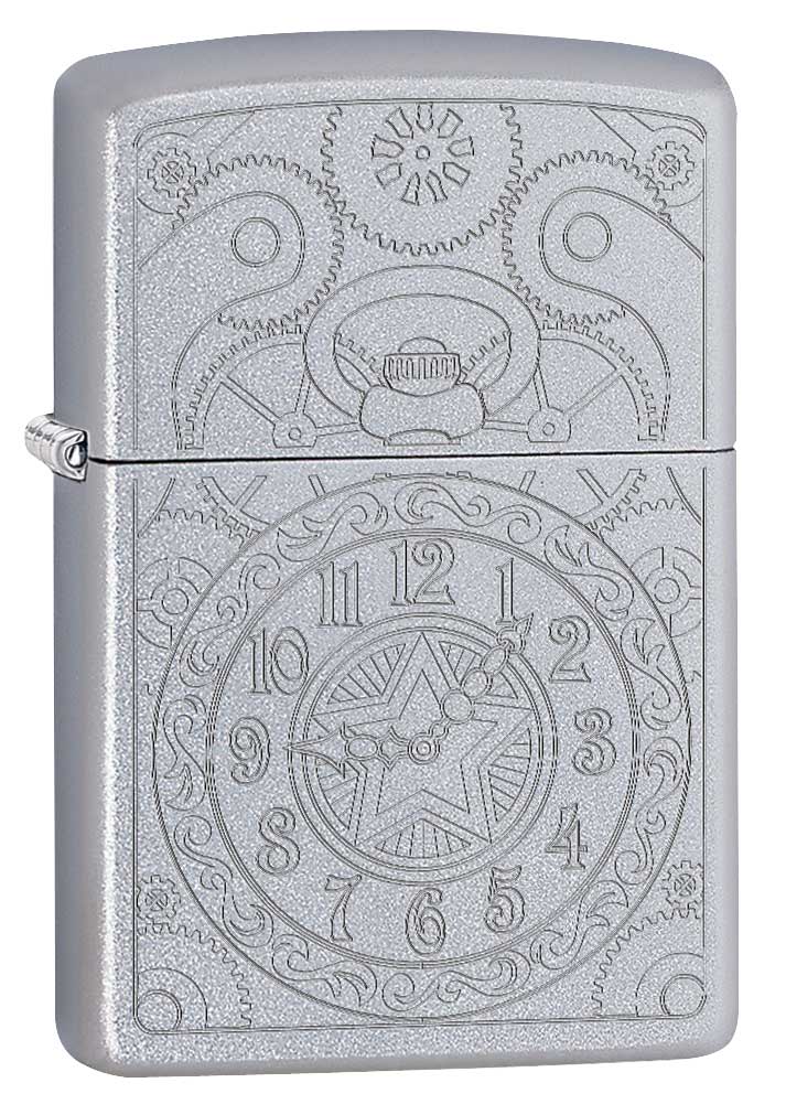 Зажигалка ZIPPO Clock с покрытием Satin Chrome ,29699