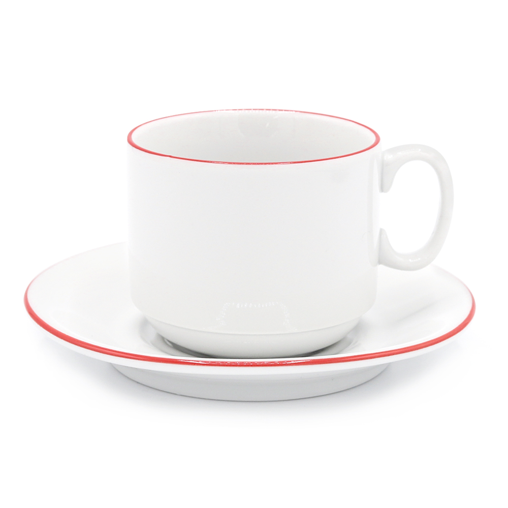 Чайная пара фарфоровая 220см³ экспресс Палитра, красный, в коробке