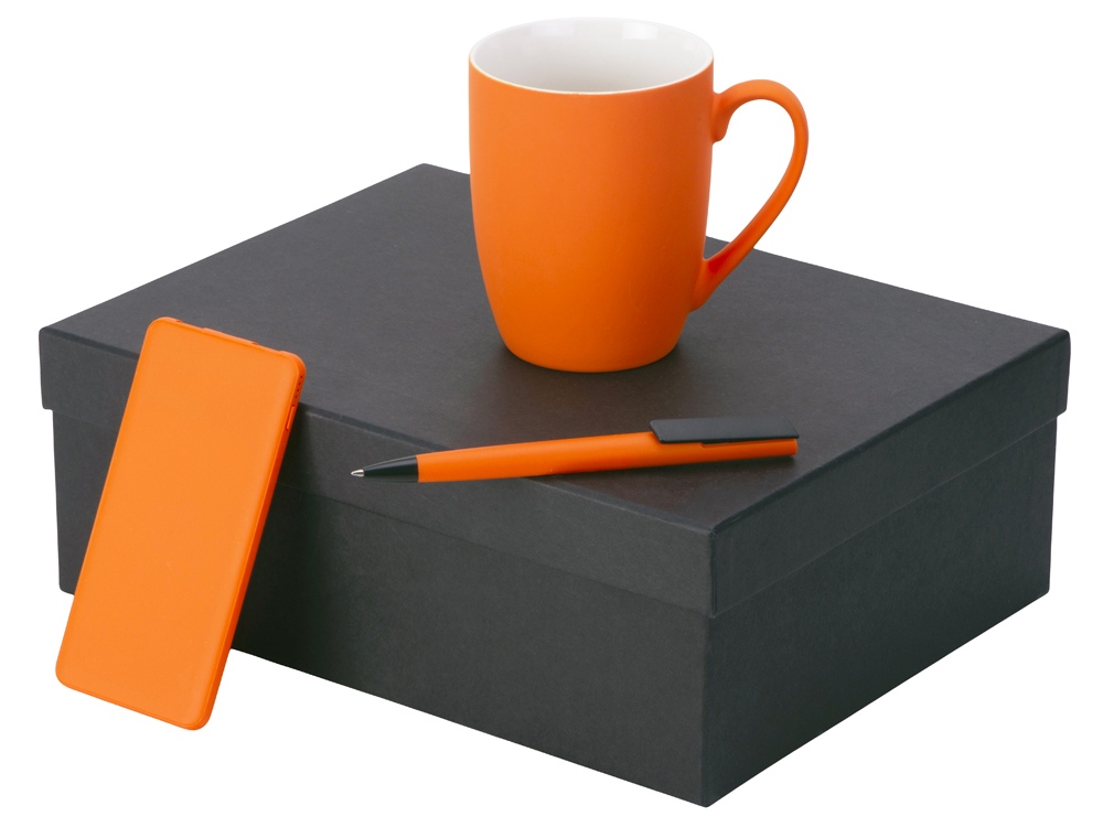 Подарочный набор c кружкой, пластиковой ручкой и повербанком С2, 10000 mAh, серый