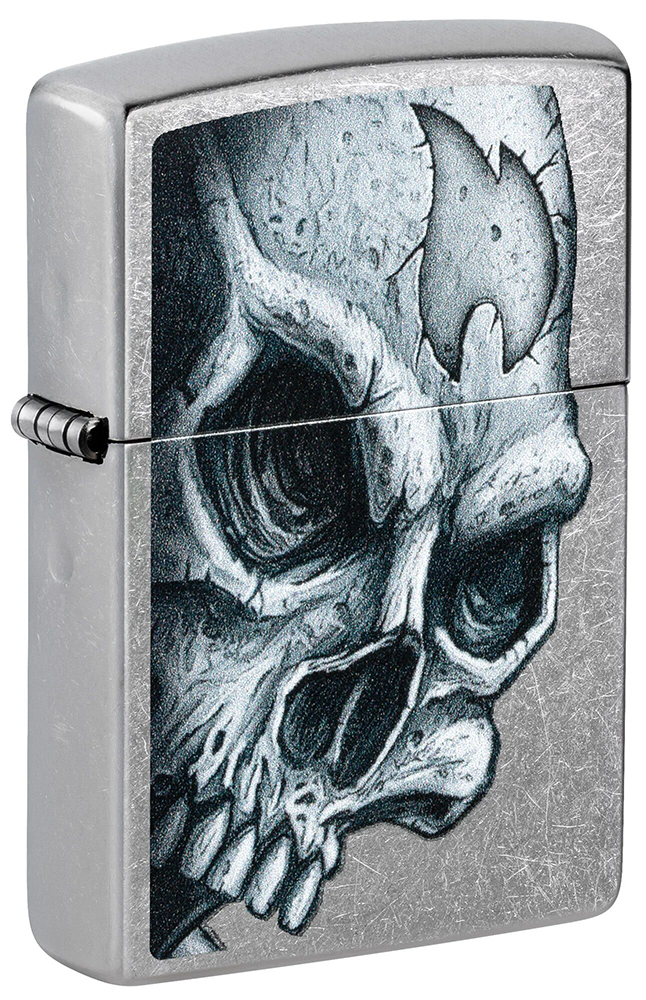 Зажигалка ZIPPO Skull and Flame с покрытием Street Chrome ,46587