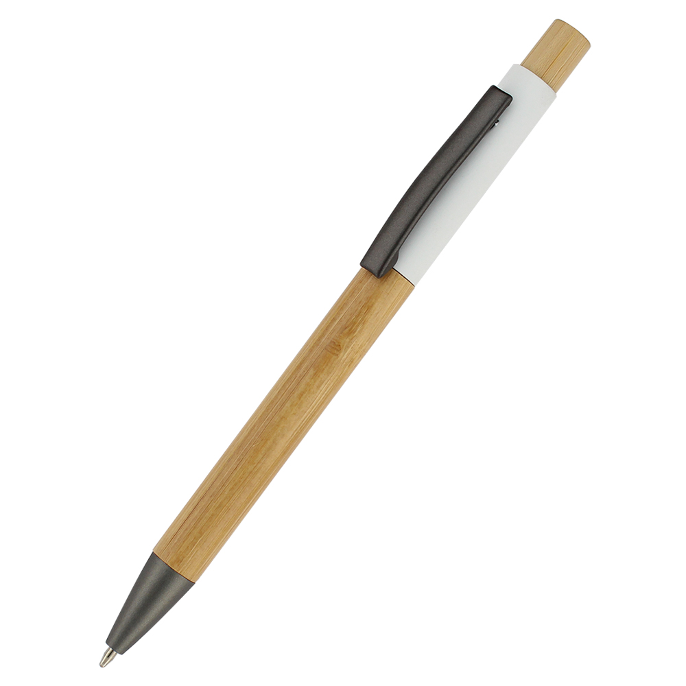 Ручка Авалон с корпусом из бамбука и софт-тач вставкой-S, белый